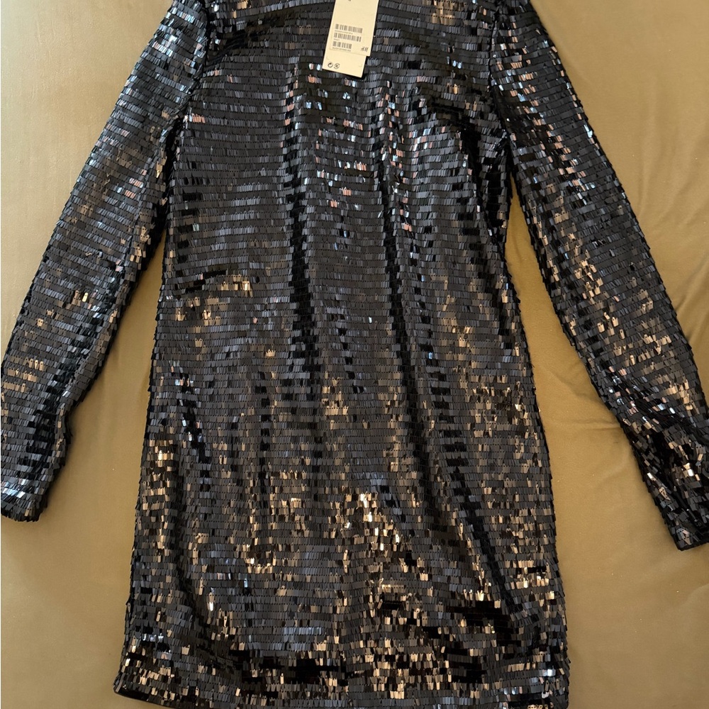 H&M Black Sequin Mini Dress